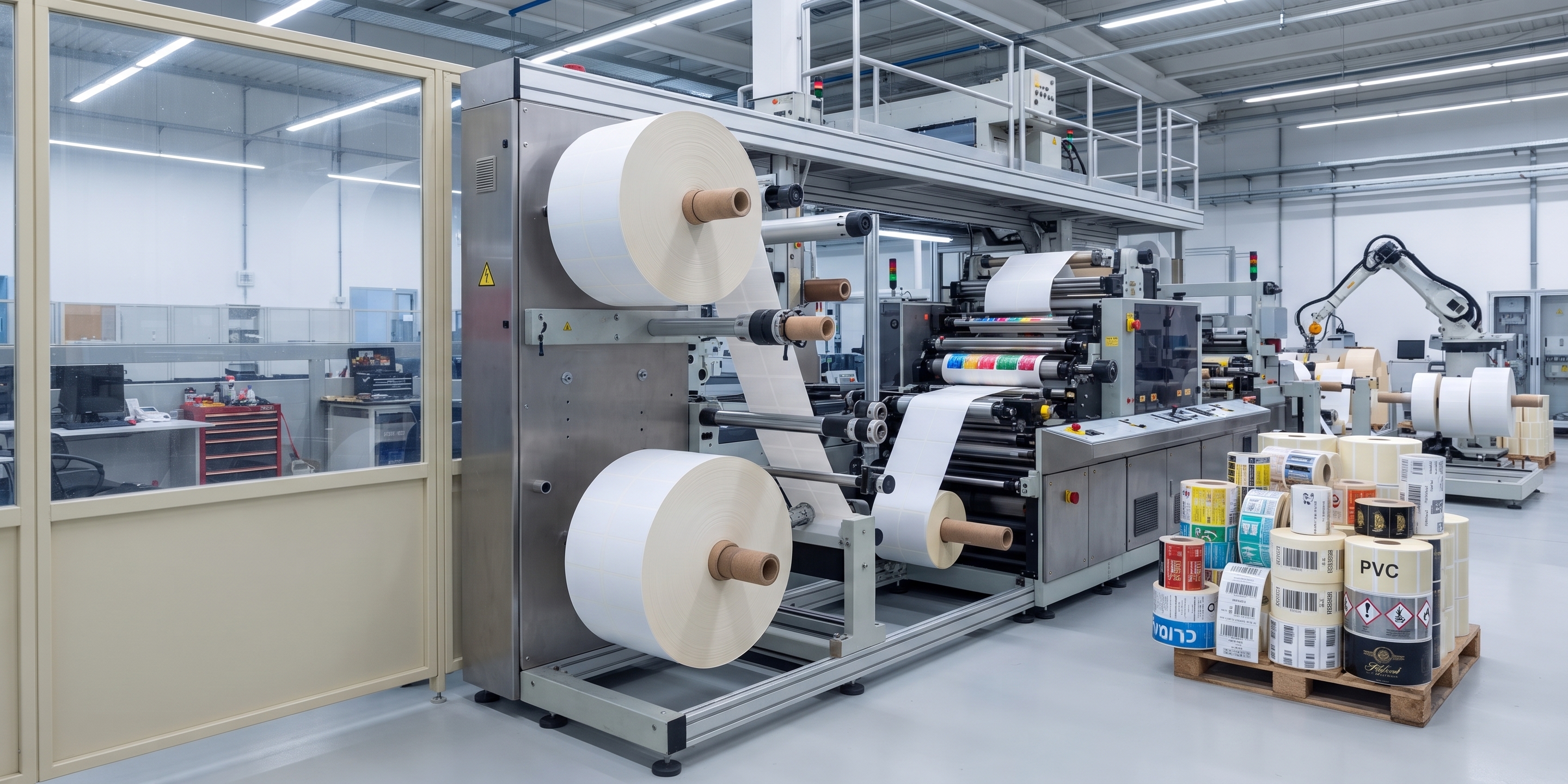 ייצור מדבקות בגלילים בקו ייצור תעשייתי